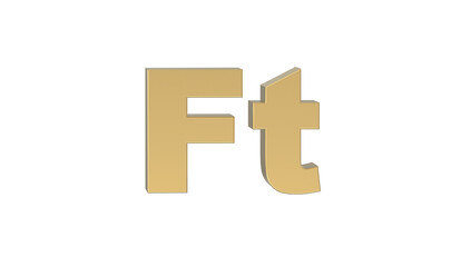 Currency symbol of Hungary, Hungary forint sign in Gold - 3d rendering, 3d Illustration 