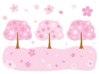 満開に咲いた桜のピンクの背景イラスト