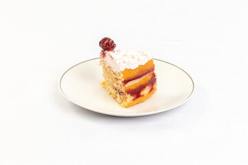 Delicious Sweet Bakery Patisserie Food Menu Gourmet Meal Dessert Chocolate Strawberry Lemon Flour Cake Pie Piece Chicken Fry Cheese Pizza Bread Still Blank Background