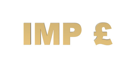 Currency symbol of  ,  sign in Gold - 3d rendering, 3d Illustration 