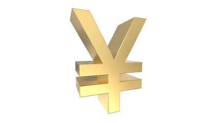 Currency symbol of japan yen in Gold - 3d rendering, 3d Illustration 
