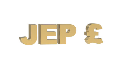Currency symbol of jersey, jersey pound in Gold - 3d rendering, 3d Illustration 