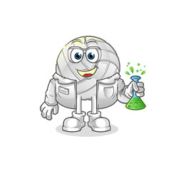 volleyball scientist character. cartoon mascot vector