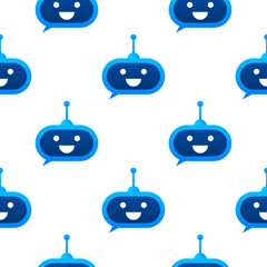 Robot icon pattern. Bot sign design. Chatbot symbol concept. Voice support service bot. Online support bot. Vector illustration.