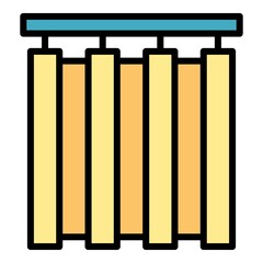 Shower curtain bathroom icon. Outline shower curtain bathroom vector icon color flat isolated