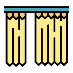 House shower curtain icon. Outline house shower curtain vector icon color flat isolated