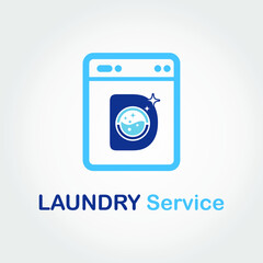 Initial D Letter with Bubble and shiny icon on the Laundry Machine for Laundry, Cloth Cleaning Washing Service Simple Minimalist Logo Template Idea