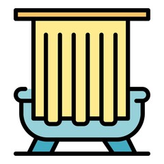 Indoor shower curtain icon. Outline indoor shower curtain vector icon color flat isolated