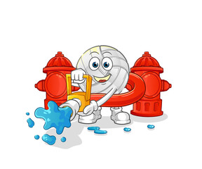Fototapeta premium volleyball firefighter vector. cartoon character