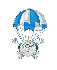 volleyball skydiving character. cartoon mascot vector
