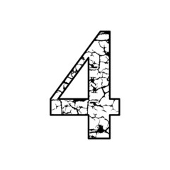 number 4 with lightning motif, logo number crack effect