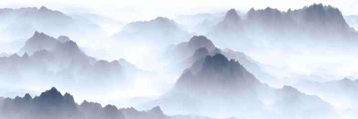 mountains in the fog  