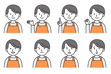 男性 エプロン 人物 イラスト ベクター AI 素材