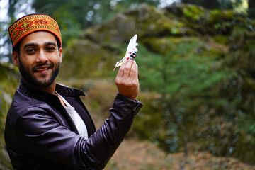 Portrait himachali boy on the street in Himalayan