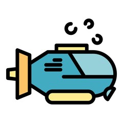 Sea bathyscaphe icon. Outline sea bathyscaphe vector icon color flat isolated