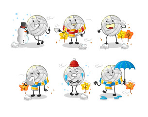 volleyball in cold weather character mascot vector