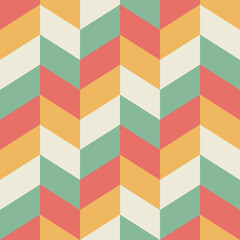 Abstract Vertical Zigzag Retro Pattern in Red, Yellow, Beige, and Green Colors. Background for Template Banner Social Media Advertising
