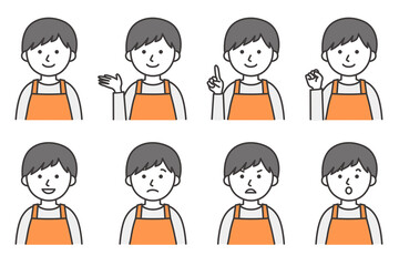 男性 エプロン 人物 イラスト ベクター AI 素材