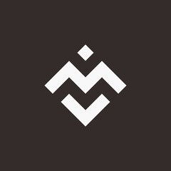 M Letter initial Elegant Luxury Line Logo design Ornament