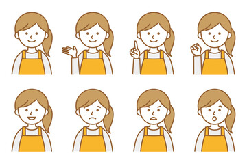 女性 エプロン 人物 イラスト ベクター AI 素材