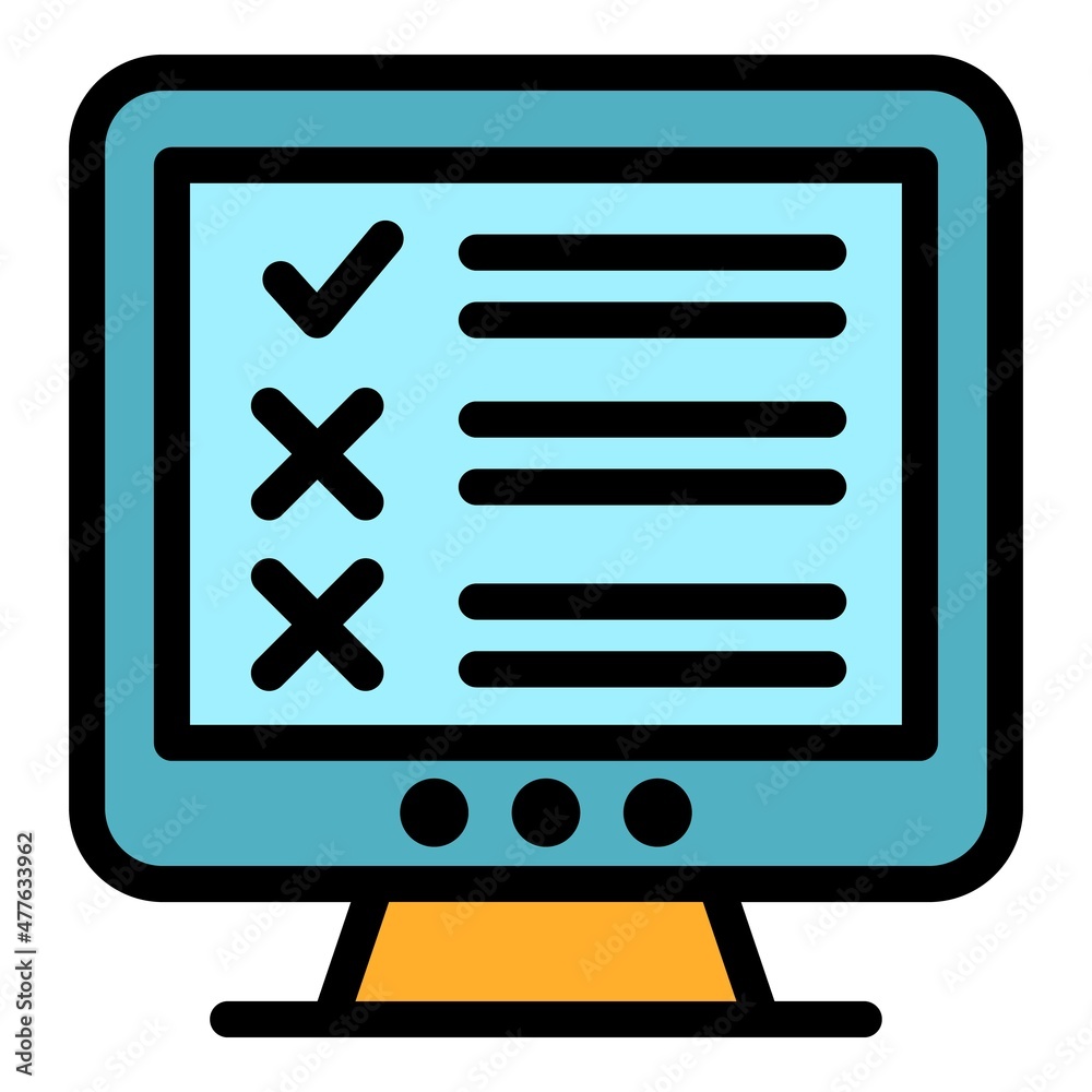 Poster monitor assignment icon. outline monitor assignment vector icon color flat isolated