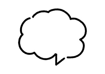 手書きの雲のようなかたちの吹きだし - 白い背景の線画素材 - Speech bubble