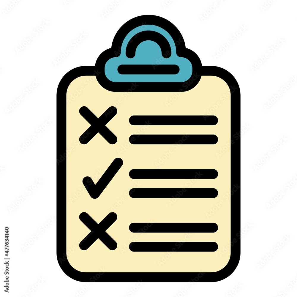 Poster assignment list icon. outline assignment list vector icon color flat isolated