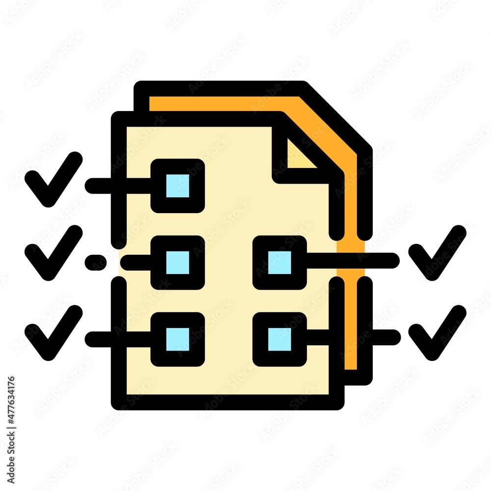 Poster assignment checklist icon. outline assignment checklist vector icon color flat isolated