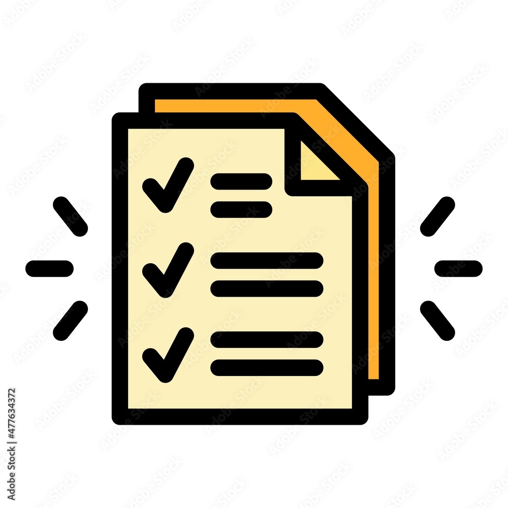 Poster assignment paper icon. outline assignment paper vector icon color flat isolated