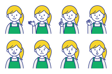 女性 エプロン 人物 イラスト ベクター AI 素材