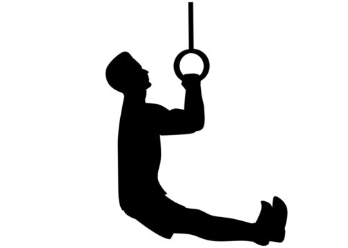 recommend clip art: Black silhouette of a man doing pull-ups in the gym, fitness training, exercise for a healthy lifestyle