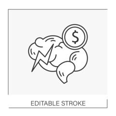  Idea line icon. Brain thinks about earning money. Business concept. Isolated vector illustration. Editable stroke.