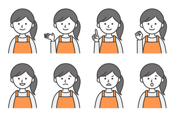 女性 エプロン 人物 イラスト ベクター AI 素材