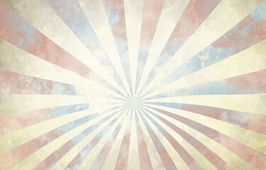 Vector watercolor art background. Happy USA Independence Day 4 th July. America. Sunbeams. Sunburst. Vintage patriotic background for banner, poster, flyer, greeting card. Handmade texture.