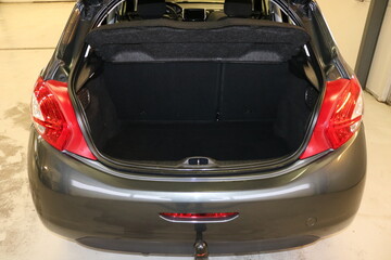 Empty car trunk. Luggage space.