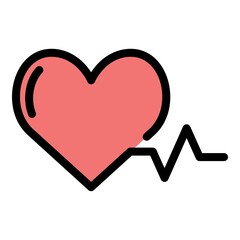 Heart beat icon. Outline heart beat vector icon color flat isolated
