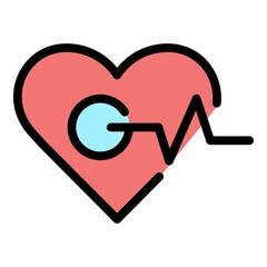 Heart cardiogram icon. Outline heart cardiogram vector icon color flat isolated