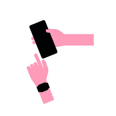 Premium and minimalist vector hand with a smartphone.