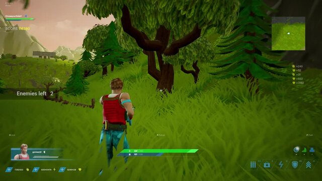 Video Game Mock-up Concept: Game play 3D FPS Shooter Online Multiplayer Battle Royale. Fun Tactical Arcade with Colorful Hero Characters Running, Fighting, Shooting Guns. Stylish Cyber Tournament Game