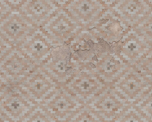 marble brick wall with broken tiles and plaster background wallpaper
