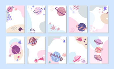 Vector space posters, cards design. Galaxy background