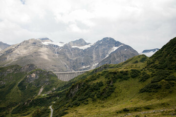 Naklejka premium Autumn view of mountains in South Tyrol, Italy. Perfect day for hiking