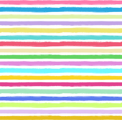 Rainbow Multicolor Hand Drawn Horizontal Stripe