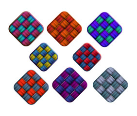 Colorful Woven Rounded Square Shapes Set