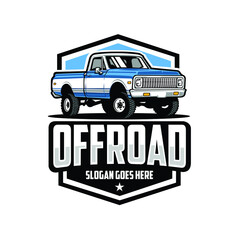 Offroad pickup truck 4x4 emblem logo. Best for classic truck restoration offroad related logo © bonky