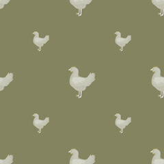 Fototapeta na wymiar Seamless pattern of hen. Domestic animals on colorful background. Vector illustration for textile.
