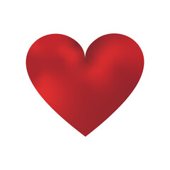 Red volumetric heart isolated on a white background. Cute print for Valentine's Day cards.