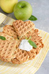 Vegetarian waffles with apple and nut butter