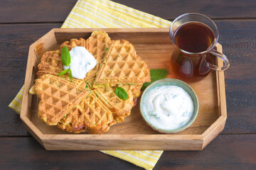 Vegetarian waffles with zucchini and carrots