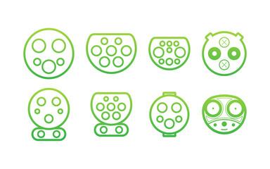 Illustration with green charge car ports. Symbol, logo illustration.